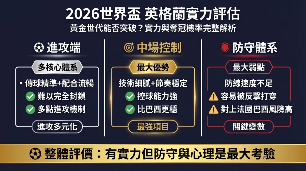 2026世界盃英格蘭國家隊評估
