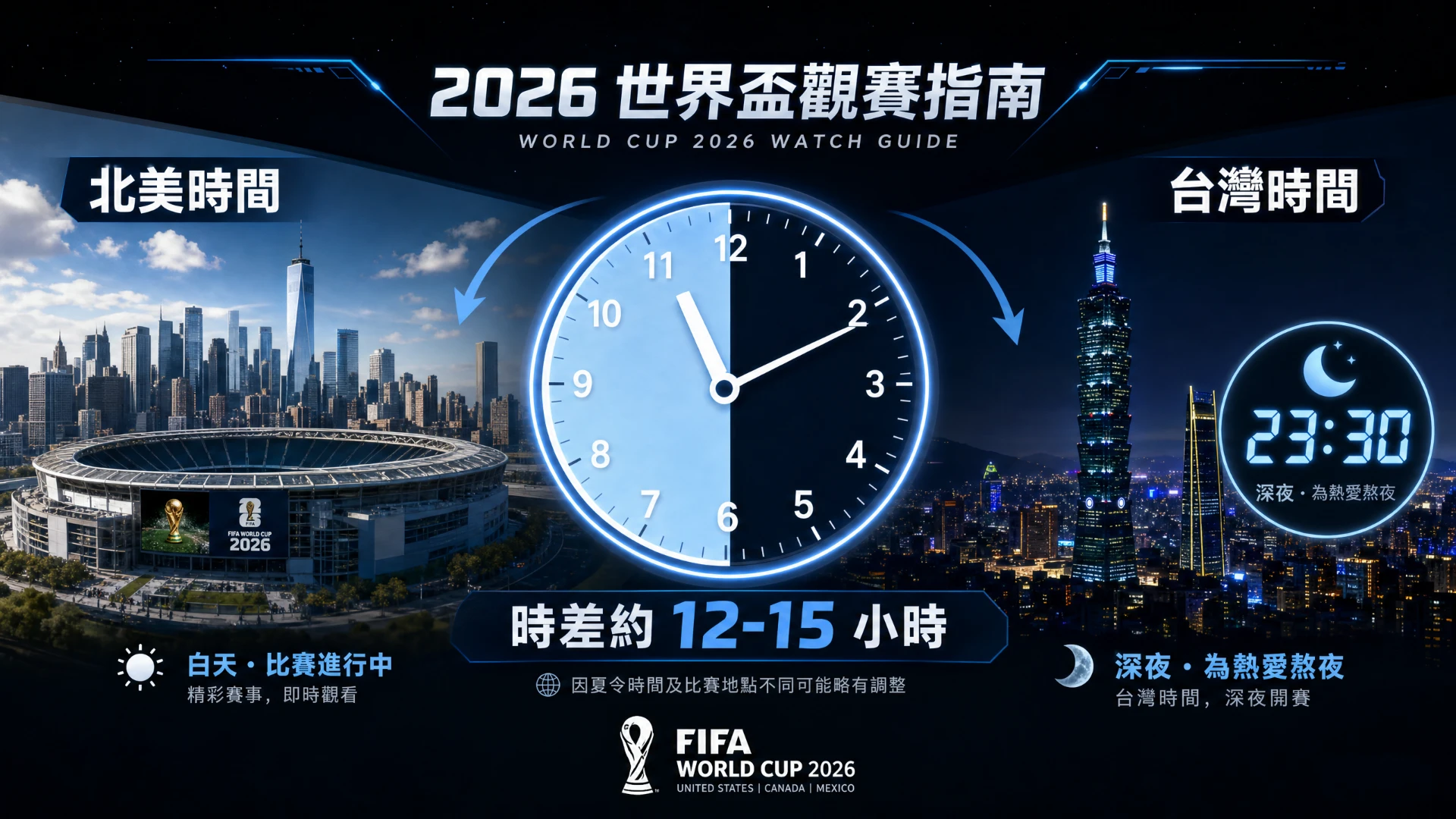 2026世界盃台灣時間時差說明